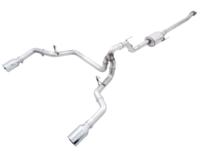 Ford F150 Performance Exhaust - Rear - AWE Tuning - Cat Back, Dual Split Rear Exit - Chrome Silver - `21-`27
